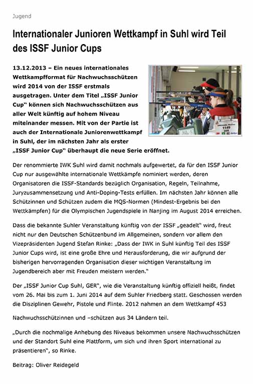 artikel zum internationalen junioren wettkampf